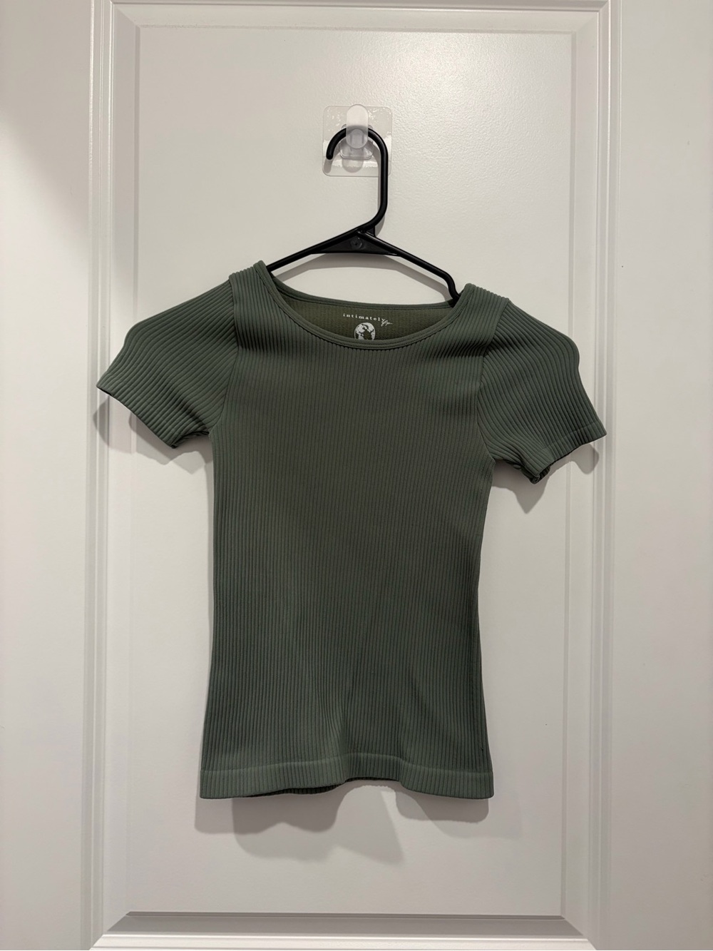 Free People Olive Ribbed Short Sleeve Tee